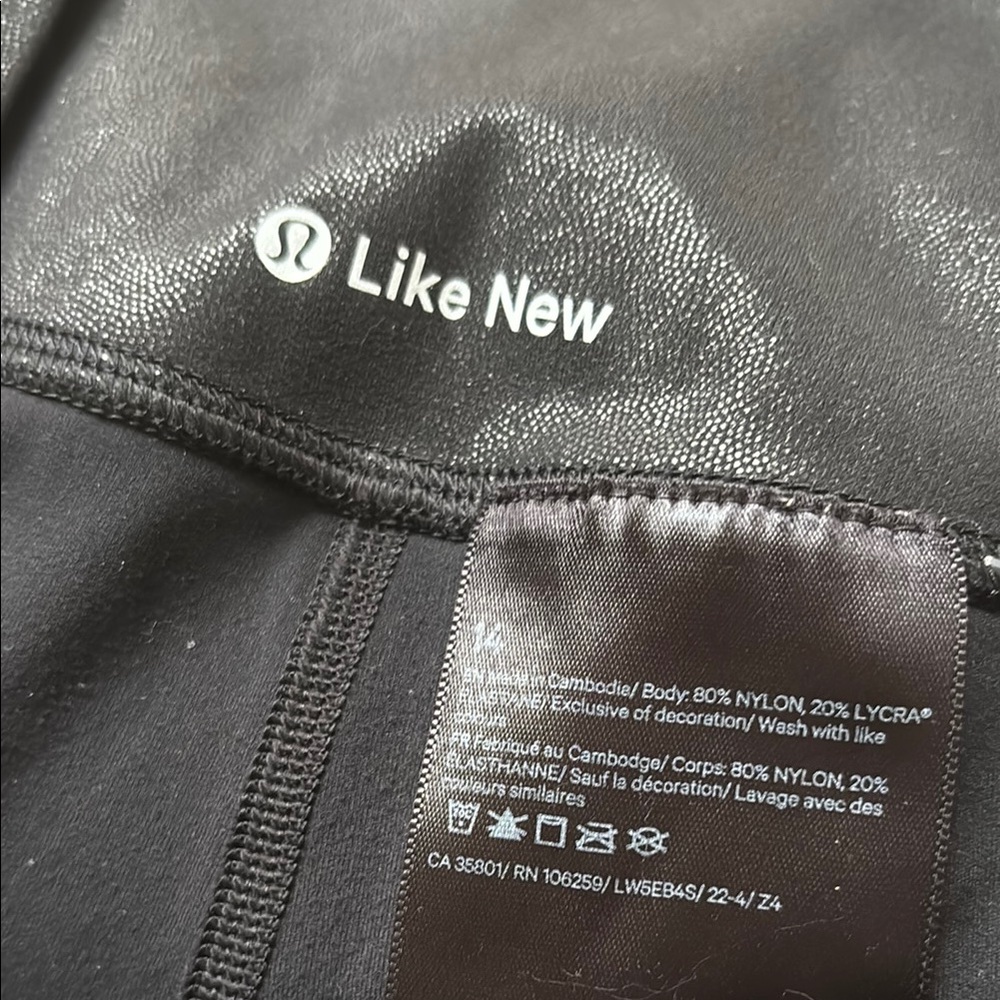Lululemon Black Leather-Like Shimmer Leggings